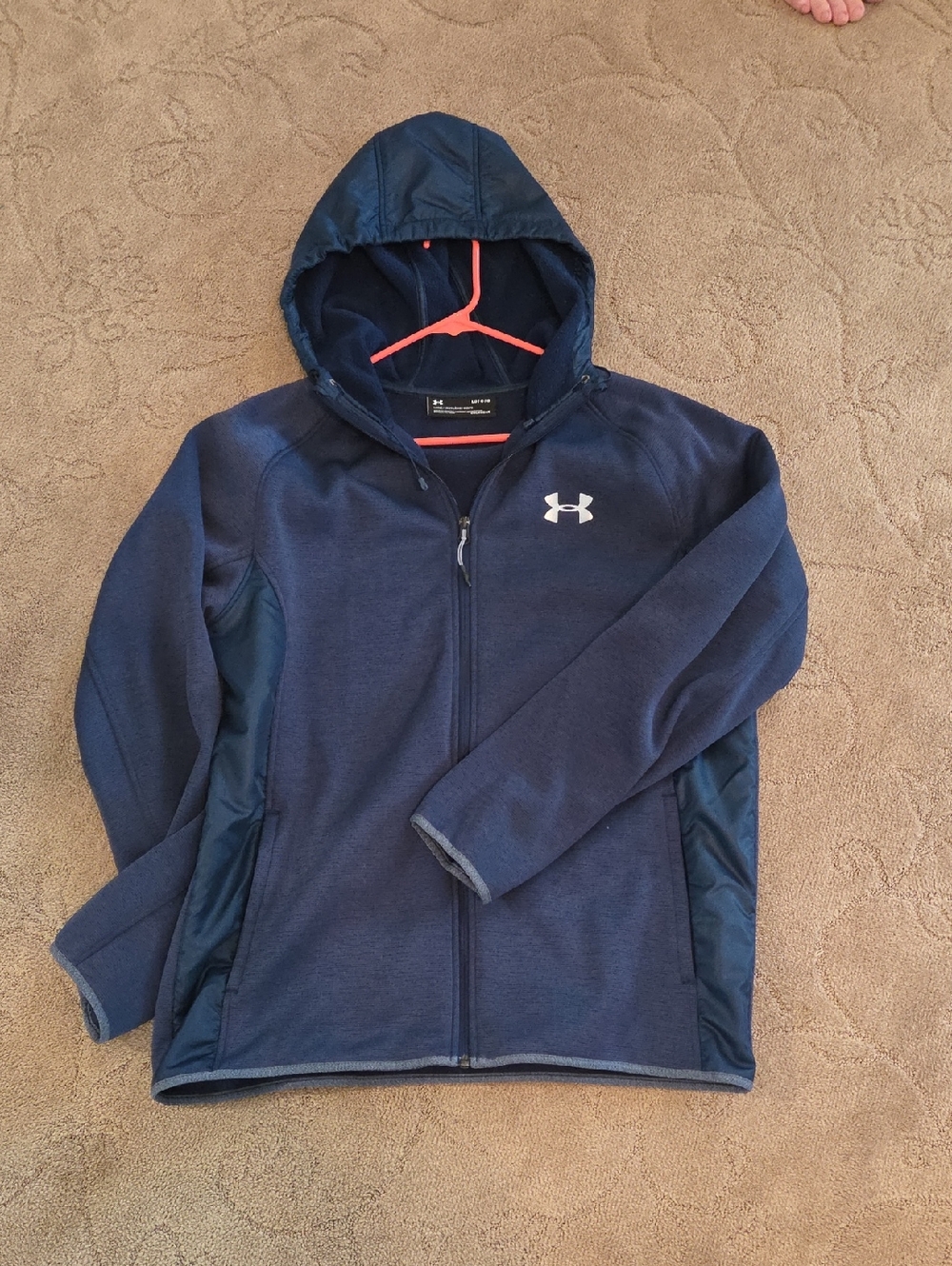 Under Armour Men's Navy Hooded Full-Zip Jacket with White Logo